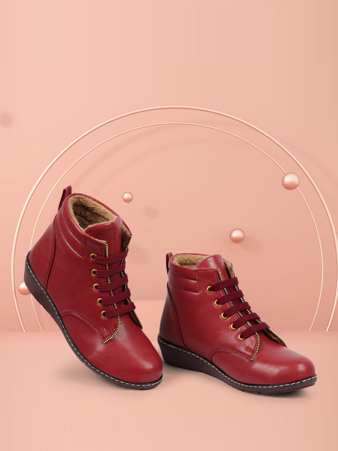 

Alishtezia Women Red PU Flat Boots