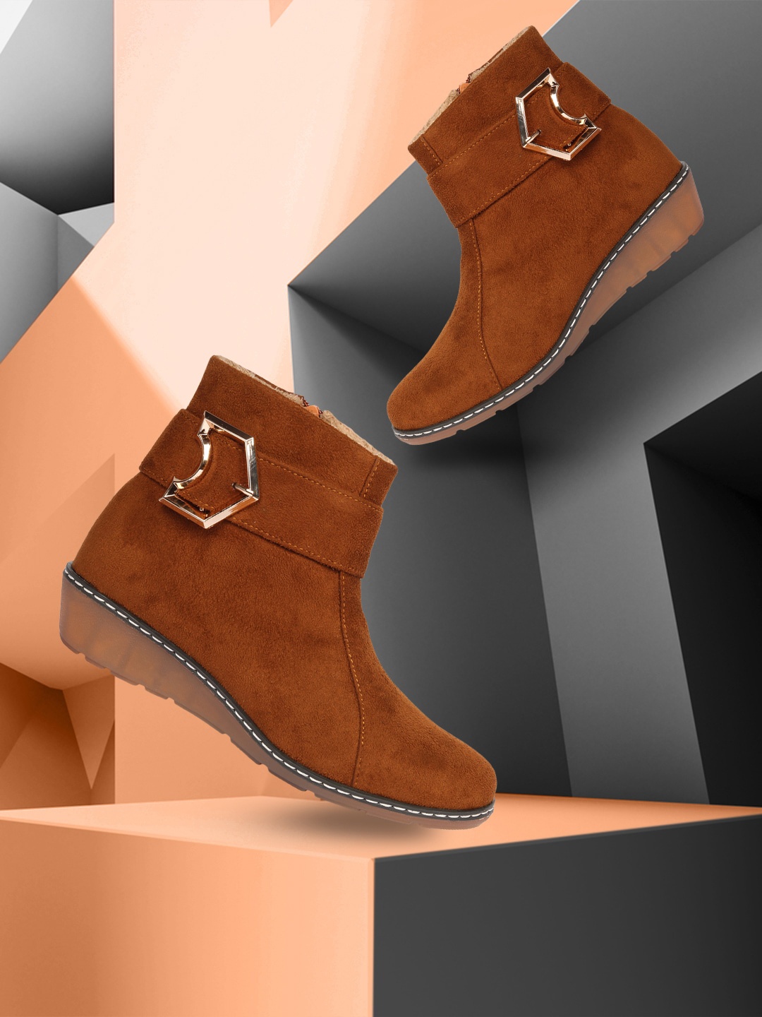 

Alishtezia Women Tan Suede Flat Boots
