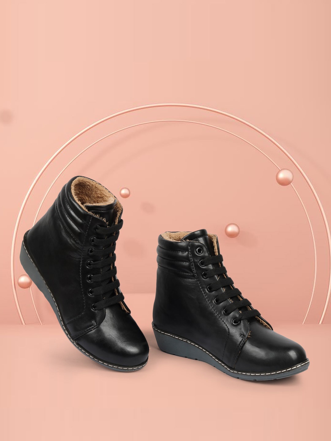 

Alishtezia Women Black PU Flat Boots