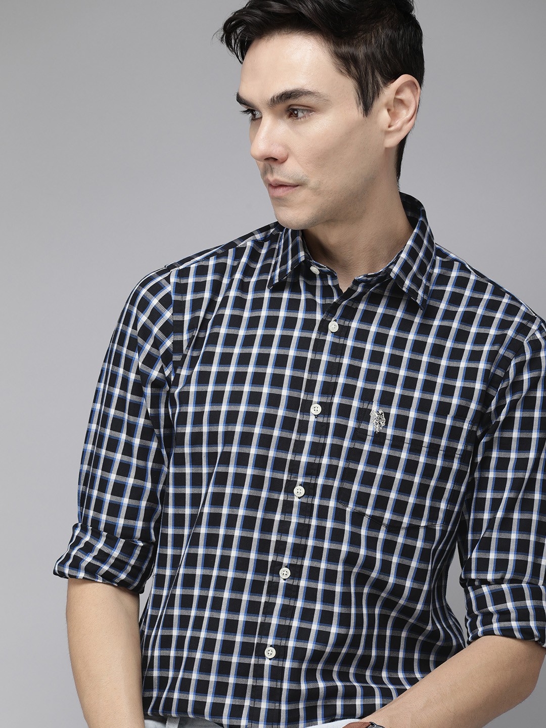 

U S Polo Assn Men Multicoloured Gingham Checks Opaque Pure Cotton Casual Shirt, Multi