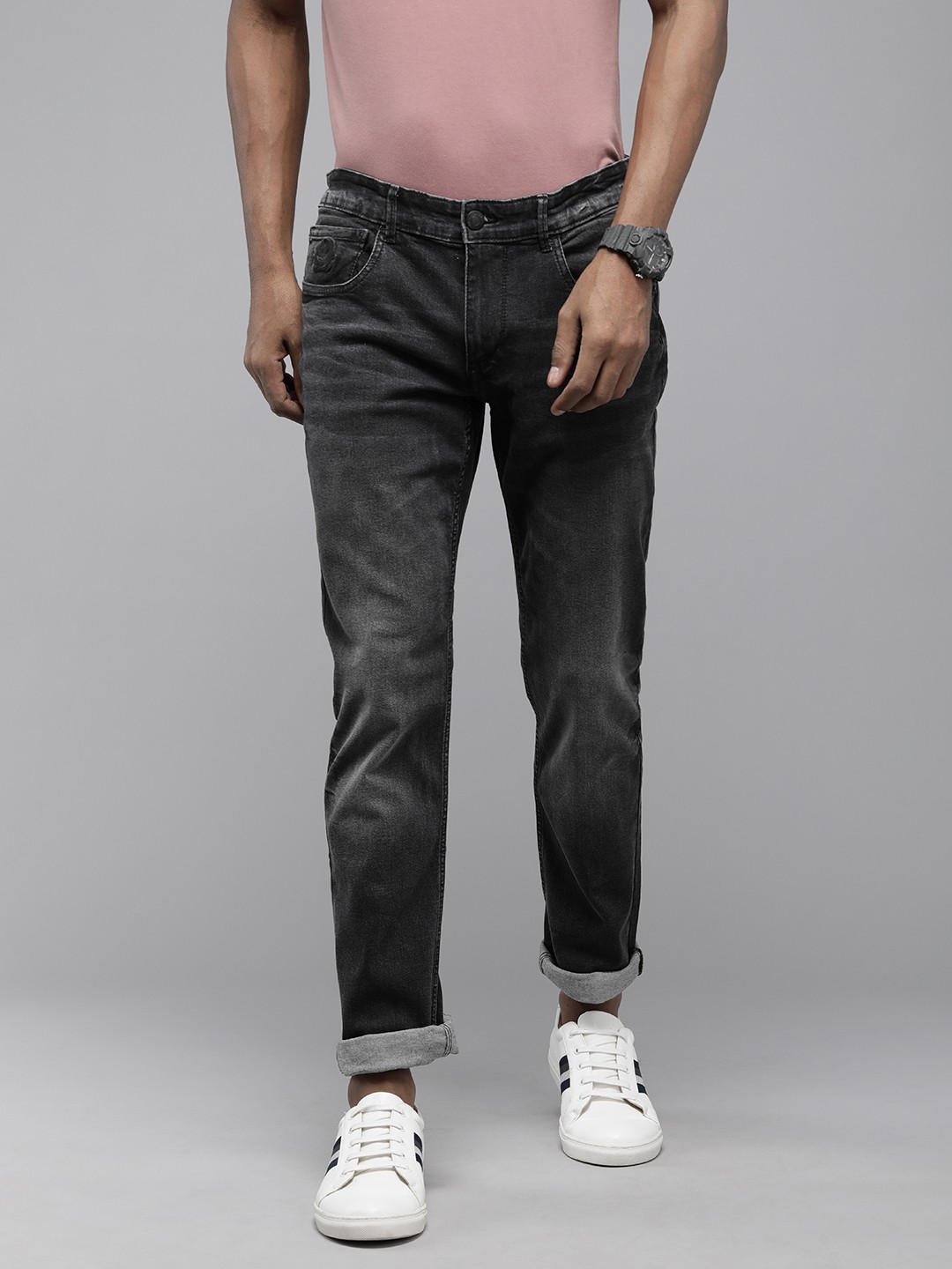

U S Polo Assn Denim Co Men Black Slim Fit Light Fade Stretchable Jeans
