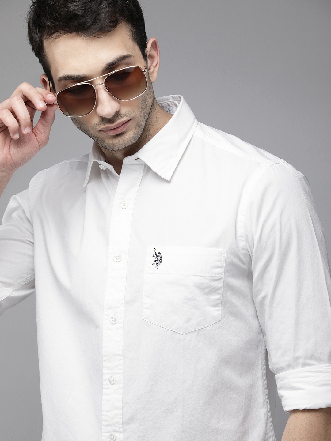 

U.S. Polo Assn. Men White Pure Cotton Tailored Fit Casual Shirt
