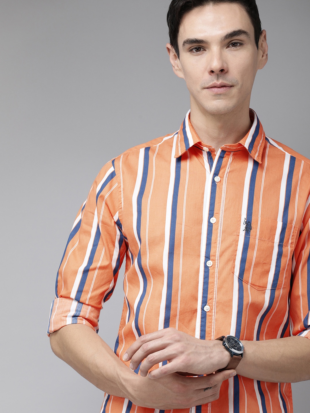 

U S Polo Assn Men Multicoloured Opaque Pure Cotton Casual Shirt, Multi