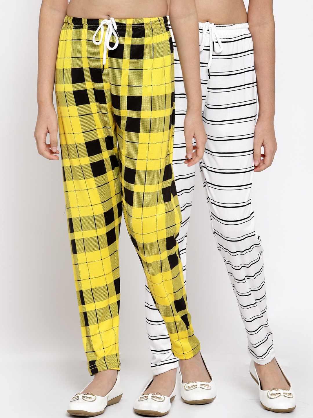 

Klotthe Kids Girls Pack of 2 Yellow & White Ankle Length Leggings