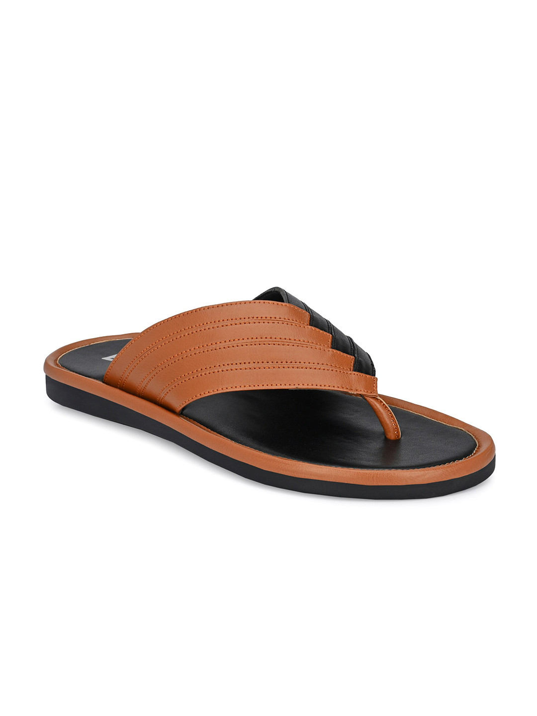 

BUCIK Men Tan Synthetic Leather Slip-On Casual Flip Flops