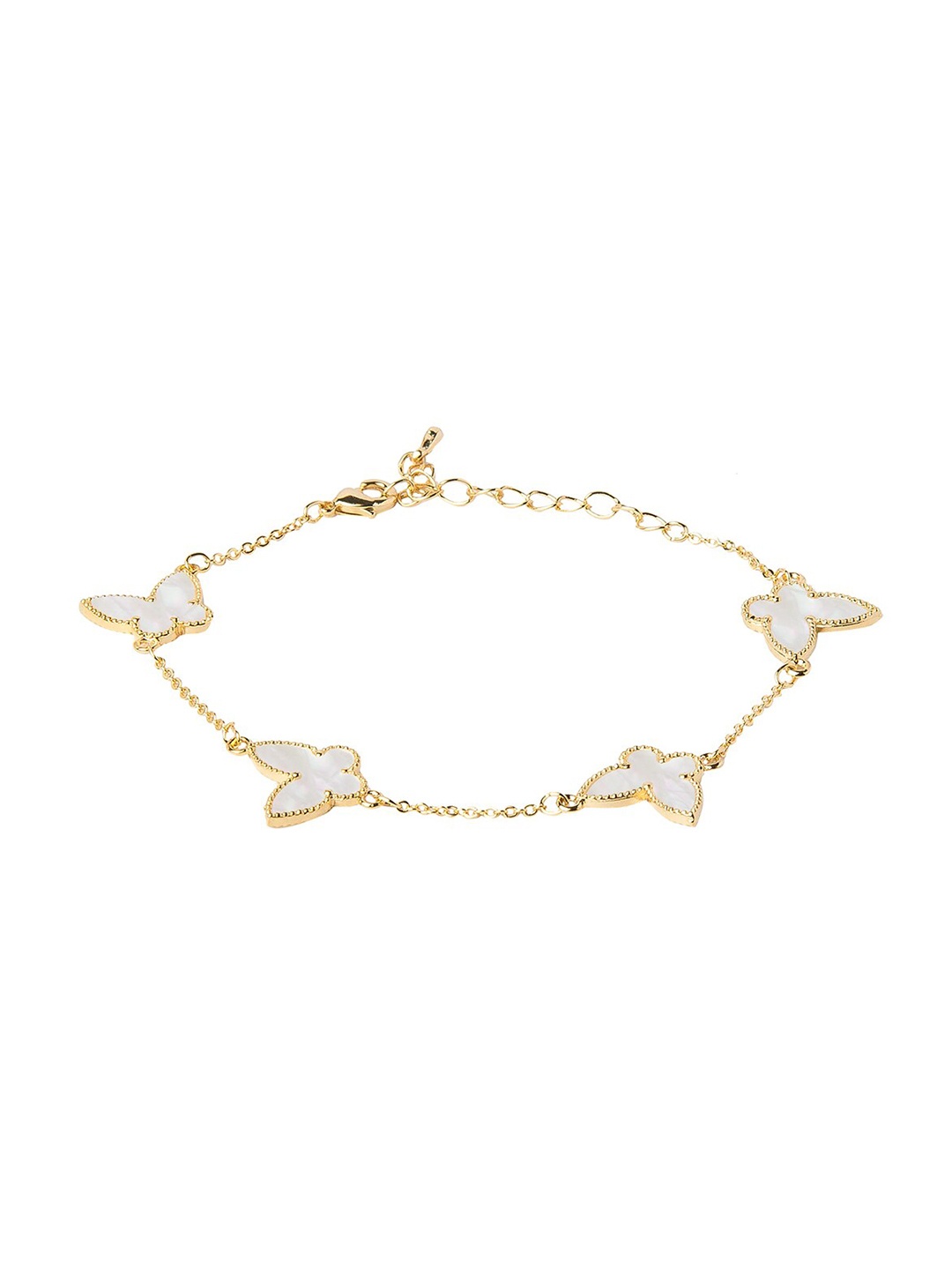 

Moon Dust Women Gold-Toned & White Brass Mother of Pearl Enamelled Charm Bracelet