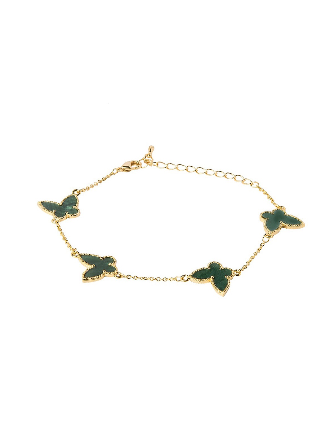 

Moon Dust Women Gold-Toned & Plated Flower Clover & Butterfly Enamelled Charm Bracelet