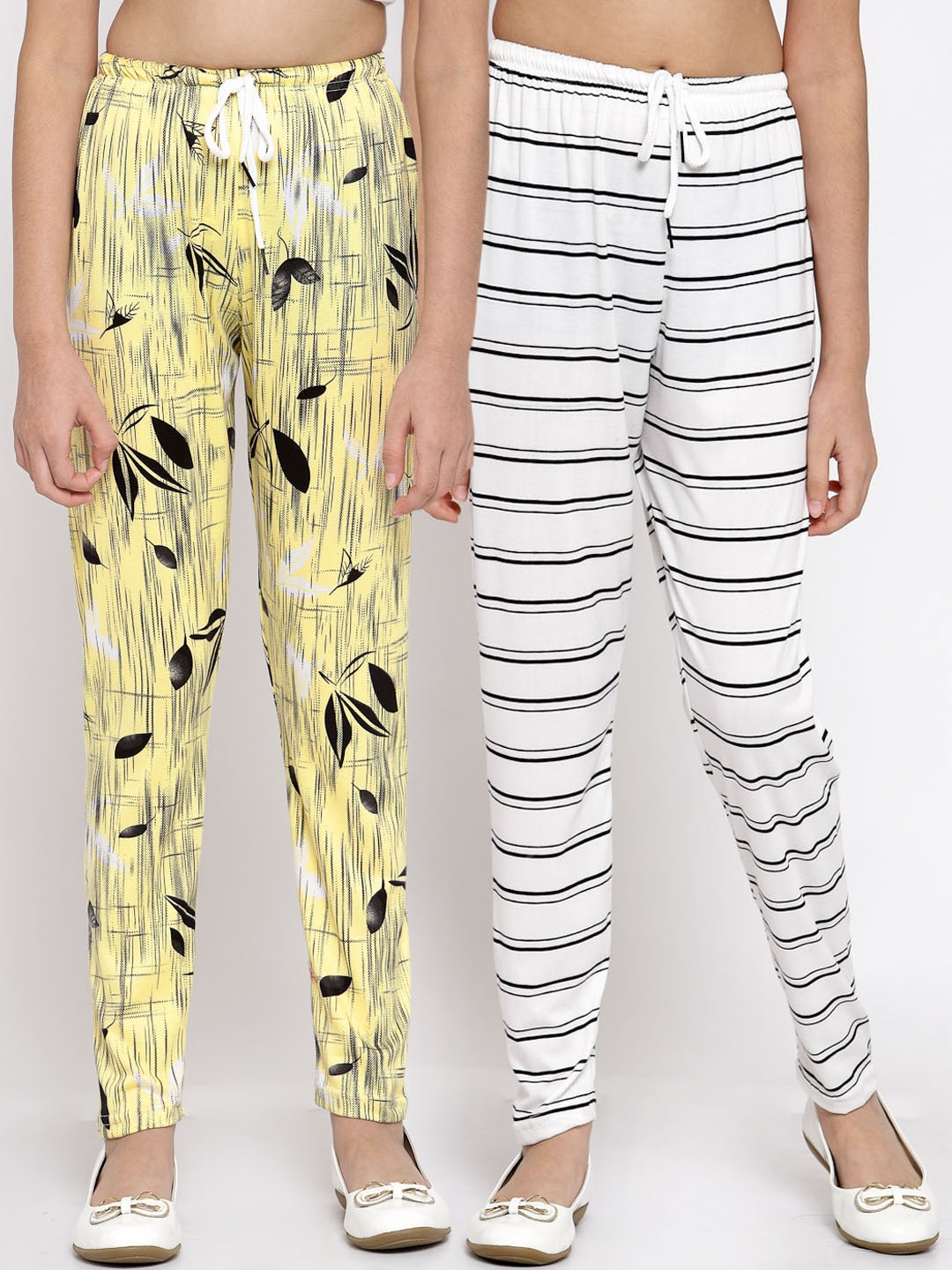 

Klotthe Kids Girls Pack of 2 Printed Ankle Length Leggings, Yellow