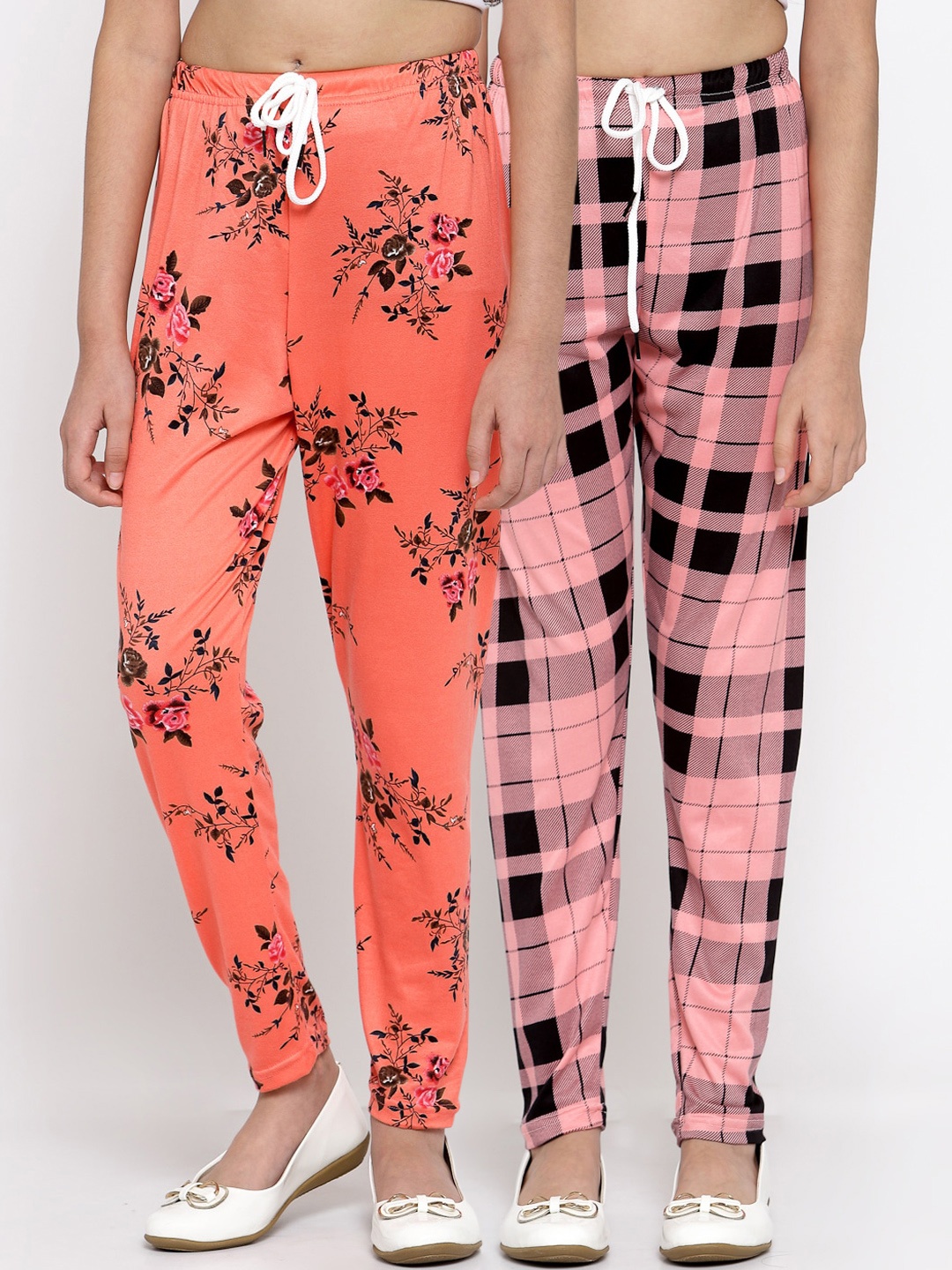

Klotthe Kids Girls Pack of 2 Orange & Pink Ankle Length Leggings