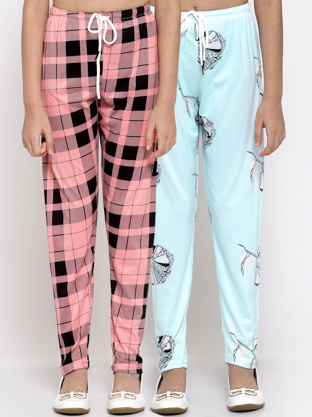 

Klotthe Kids Girls Pack of 2 Multicolor Printed Ankle Length Trousers, Multi