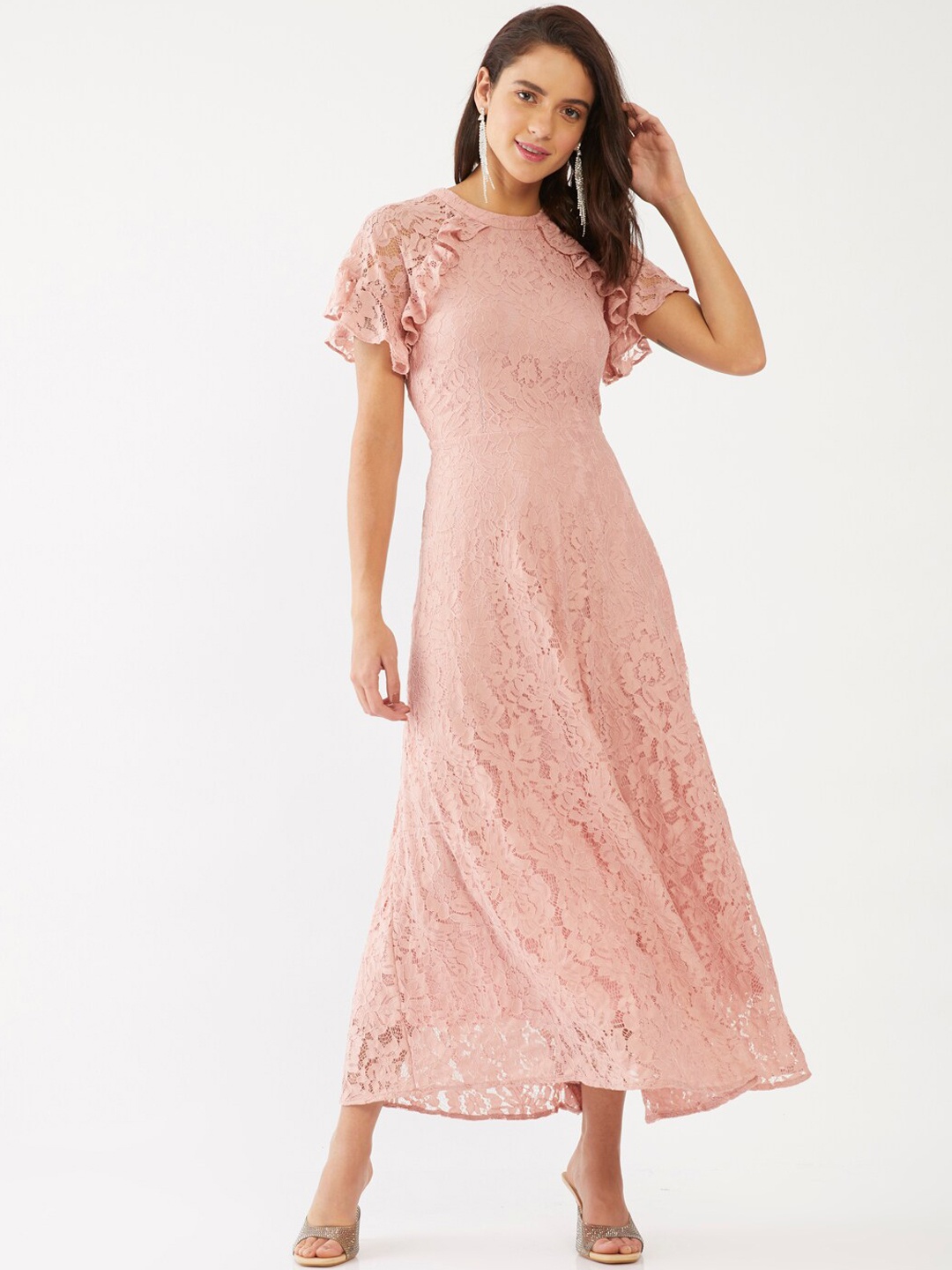 

Zink London Women Pink Self Design Maxi Dress