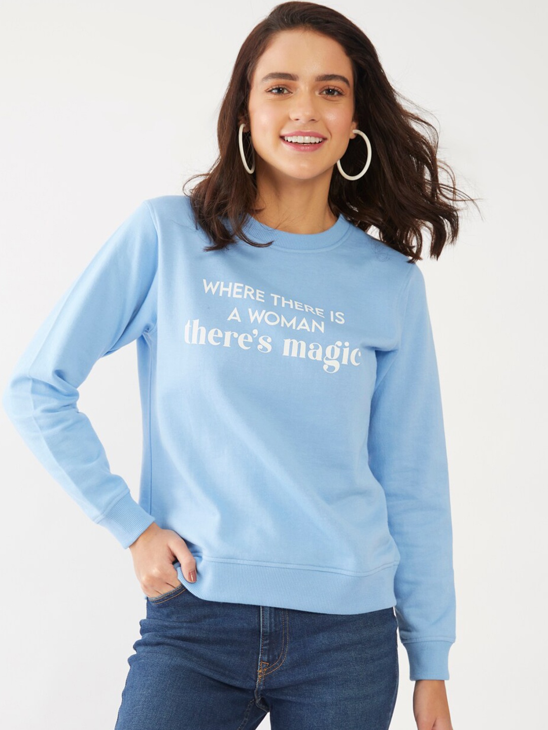 

Zink London Women Blue Printed Sweatshirt