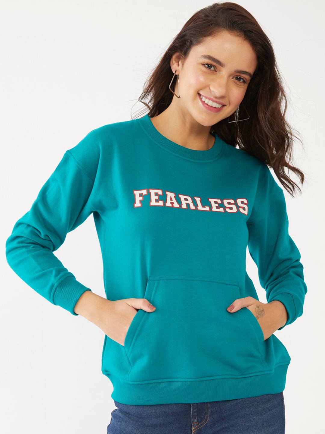 

Zink London Women Teal Printed Sweatshirt