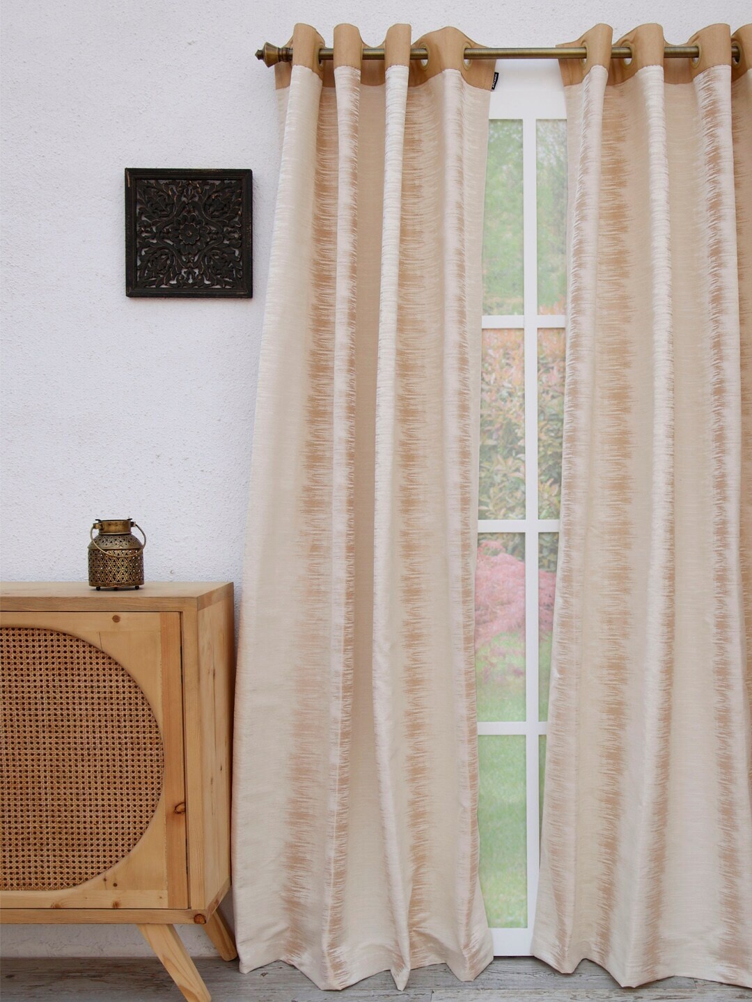 

Ariana Cream-Coloured & Brown Door Curtain