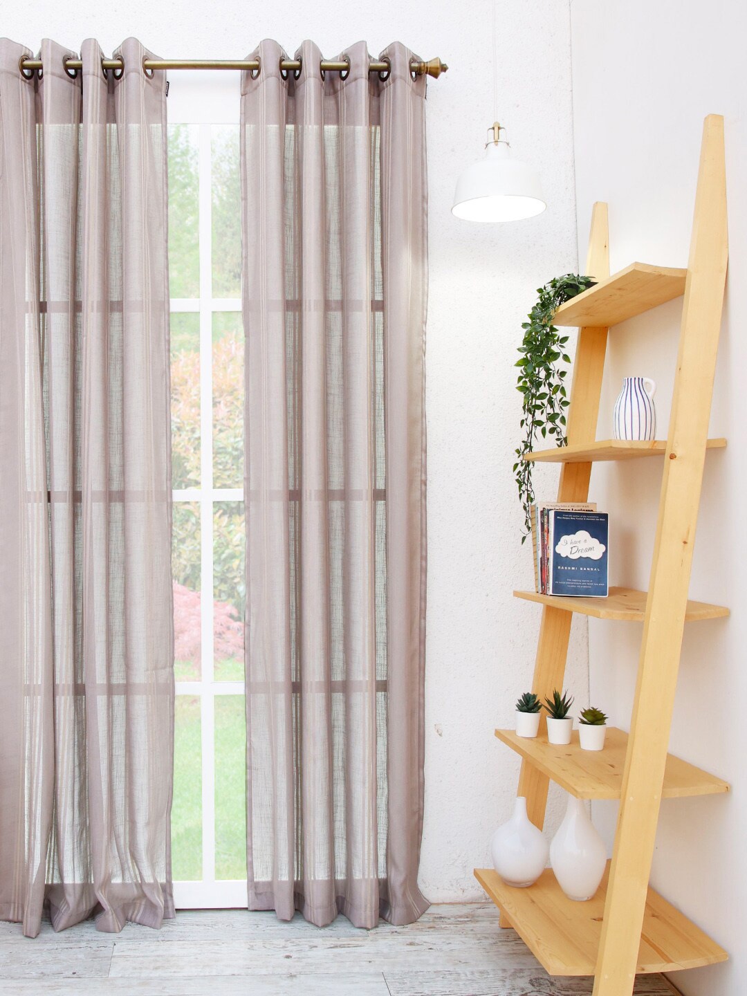 

Ariana Brown Striped Sheer Long Door Curtain