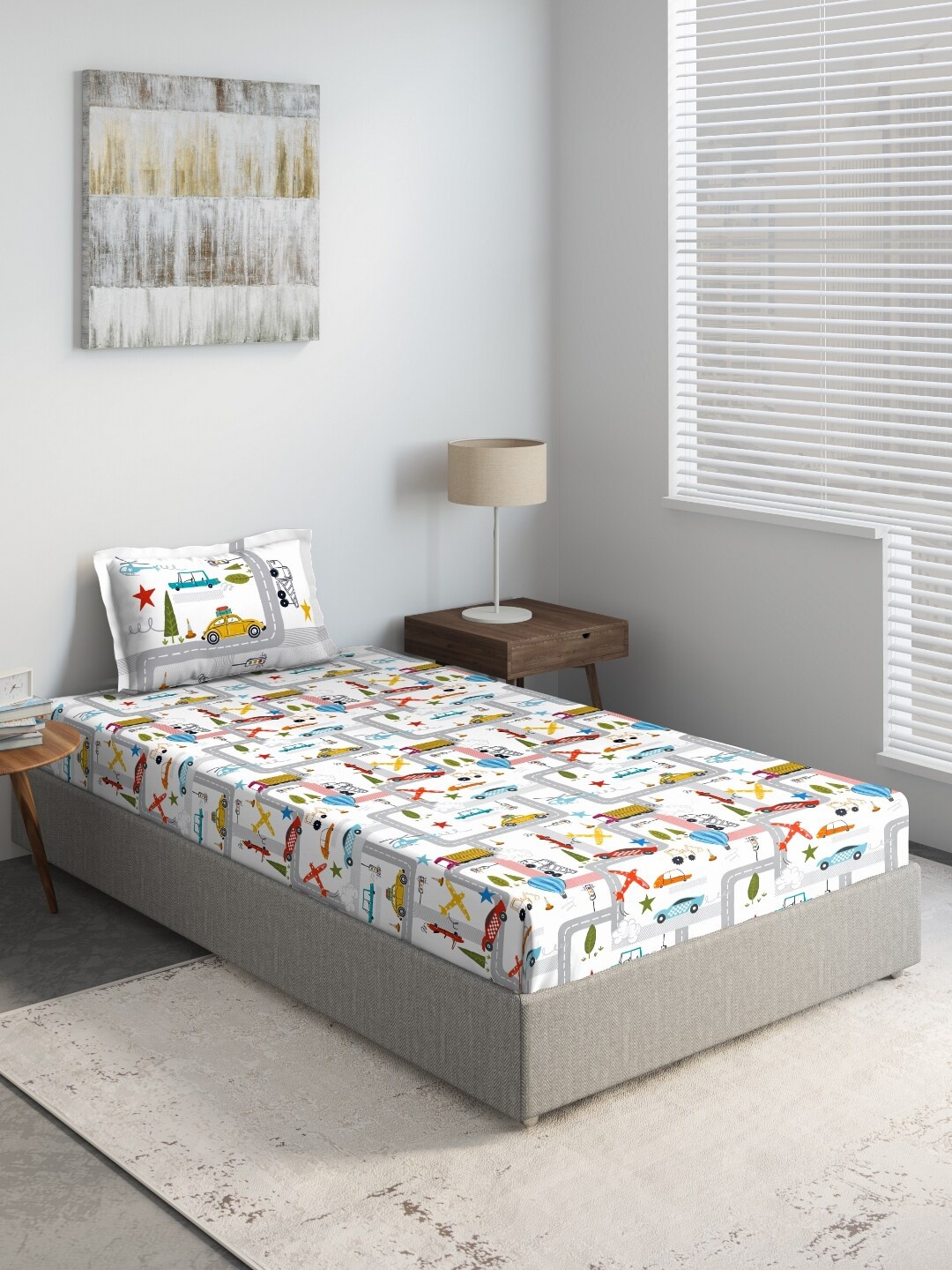 

DDecor Blue & White Conversational 130 TC Single Bedsheet with 1 Pillow Cover