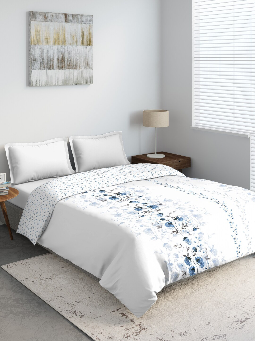 

DDecor White & Blue Floral Mild Winter 210 GSM Double Bed Comforter