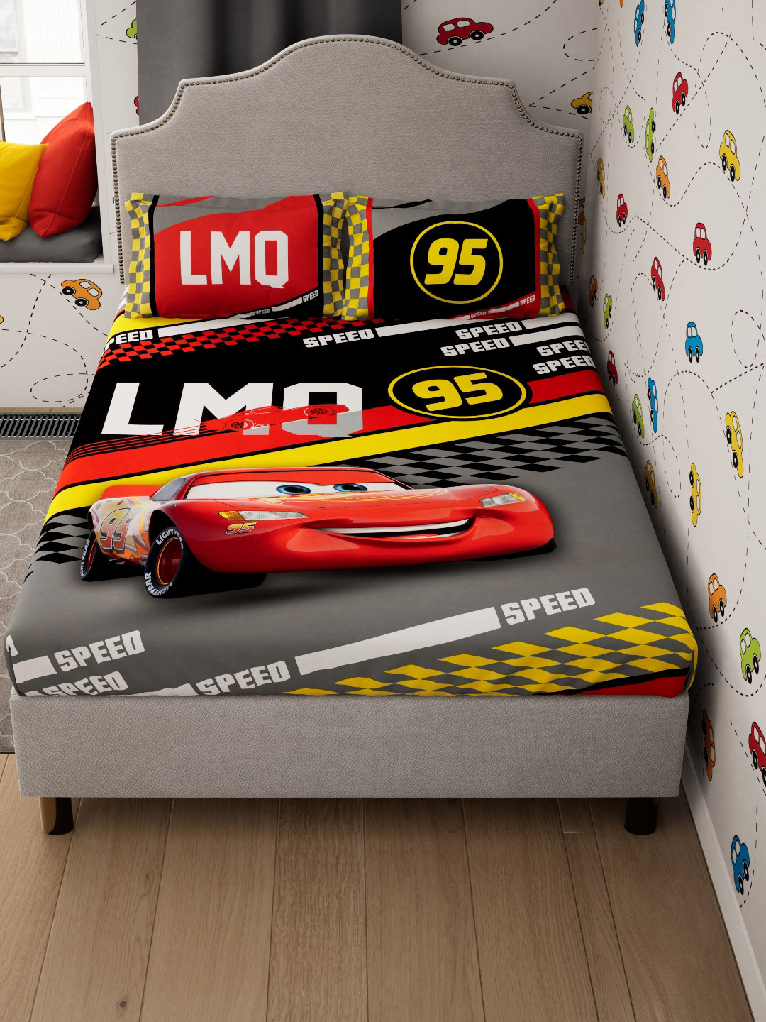 

DDecor Red & Grey Cartoon Characters 130 TC Queen Bedsheet with 2 Pillow Covers