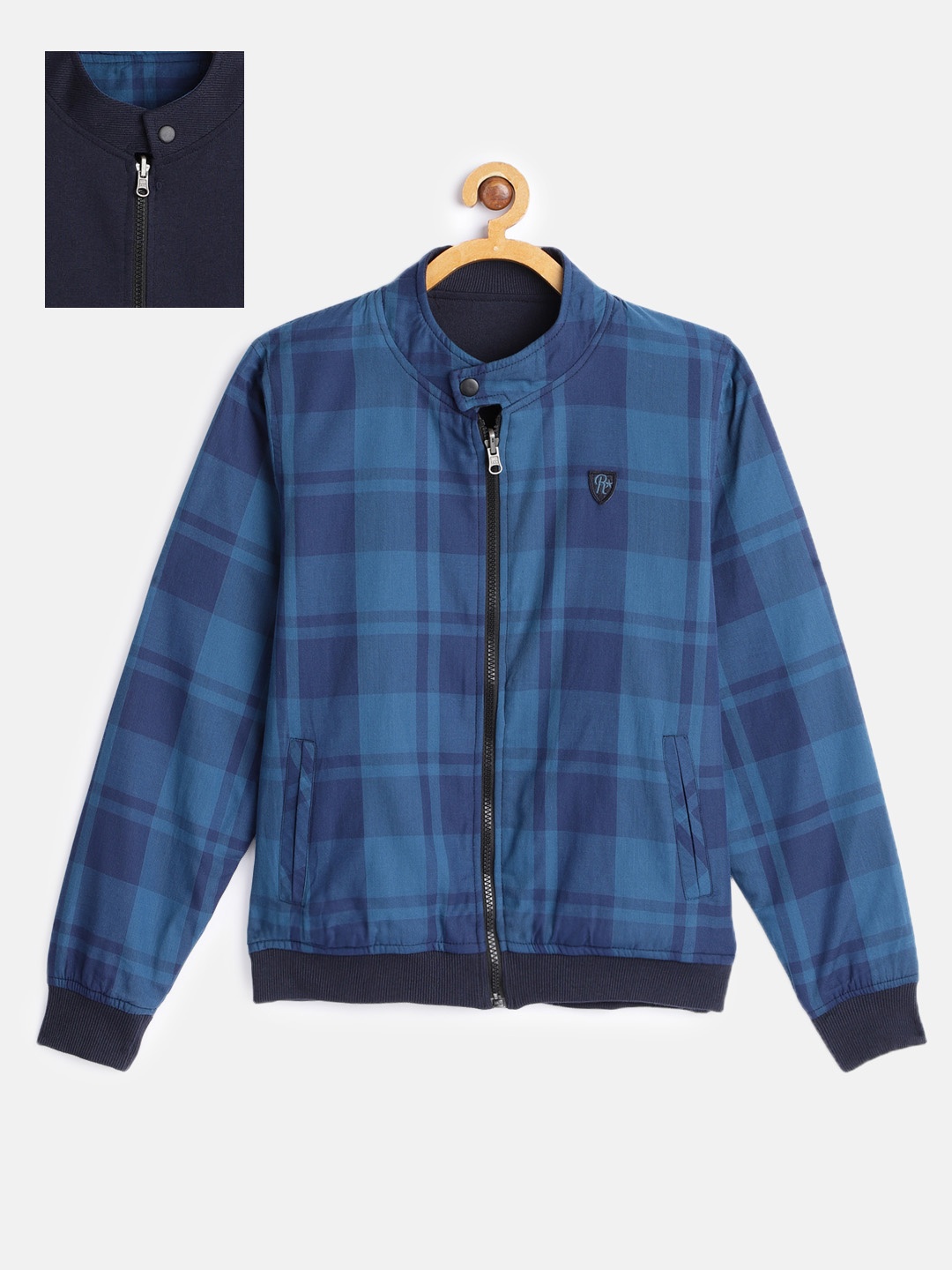 

UTH by Roadster Boys Blue Checked Reversible Bomber Jacket