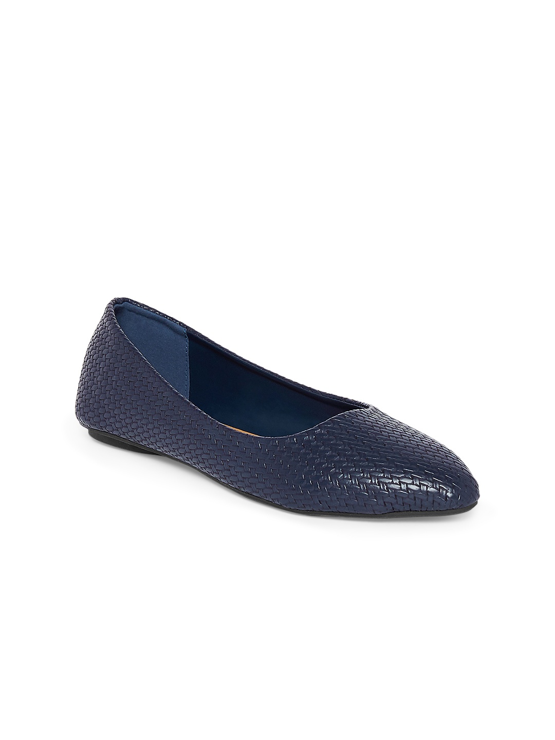 

Forever Glam by Pantaloons Women Woven Design Pointed Toe Ballerinas, Navy blue