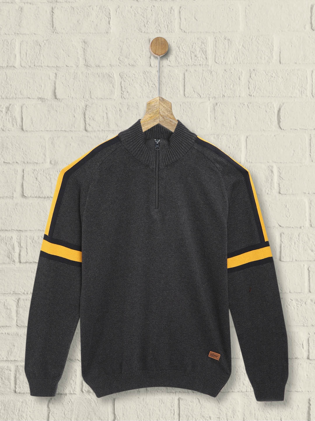 UTH by Roadster Boys Charcoal Black Pure Cotton Pullover