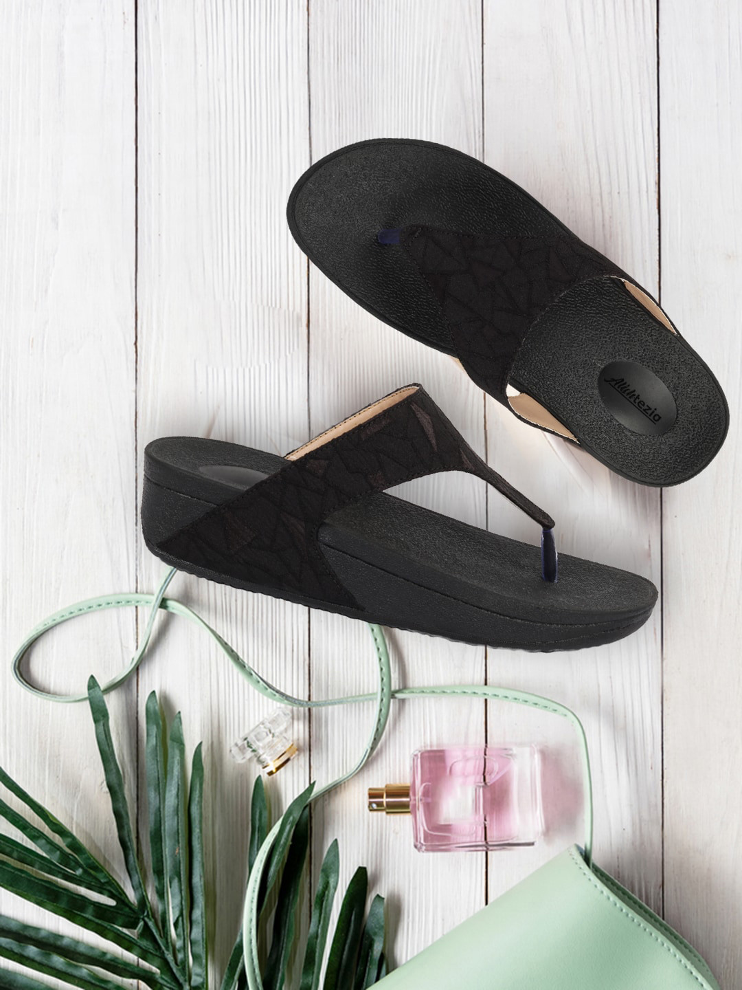 

Alishtezia Women Black T-Strap Flats