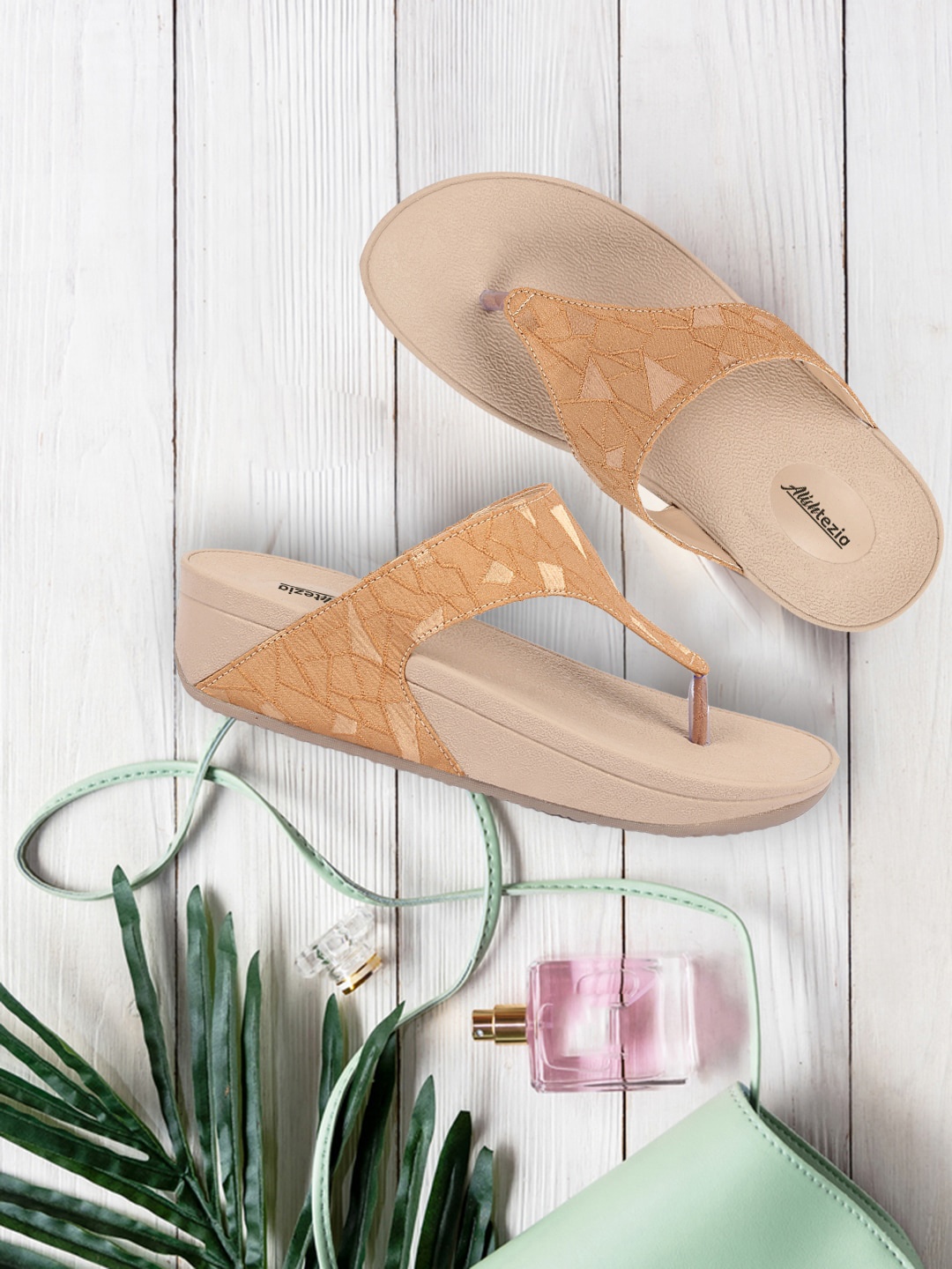 

Alishtezia Women Tan T-Strap Flats
