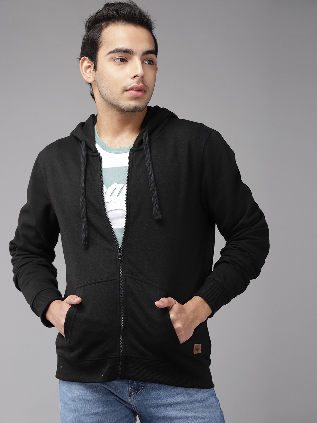 

UTH by Roadster Boys Black Solid Hooded Sweatshirt