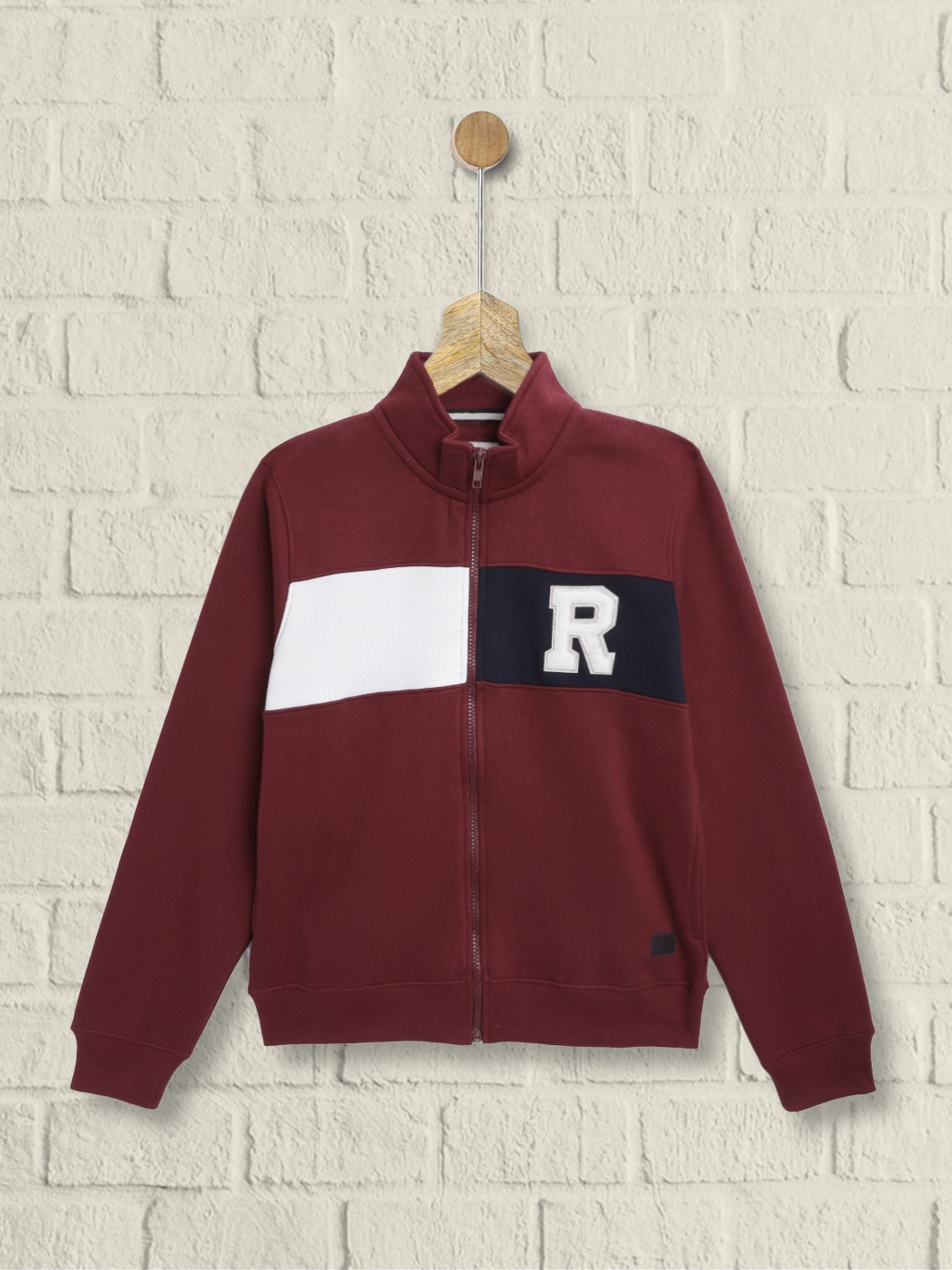

UTH by Roadster Boys Maroon & White Colourblocked Sweatshirt