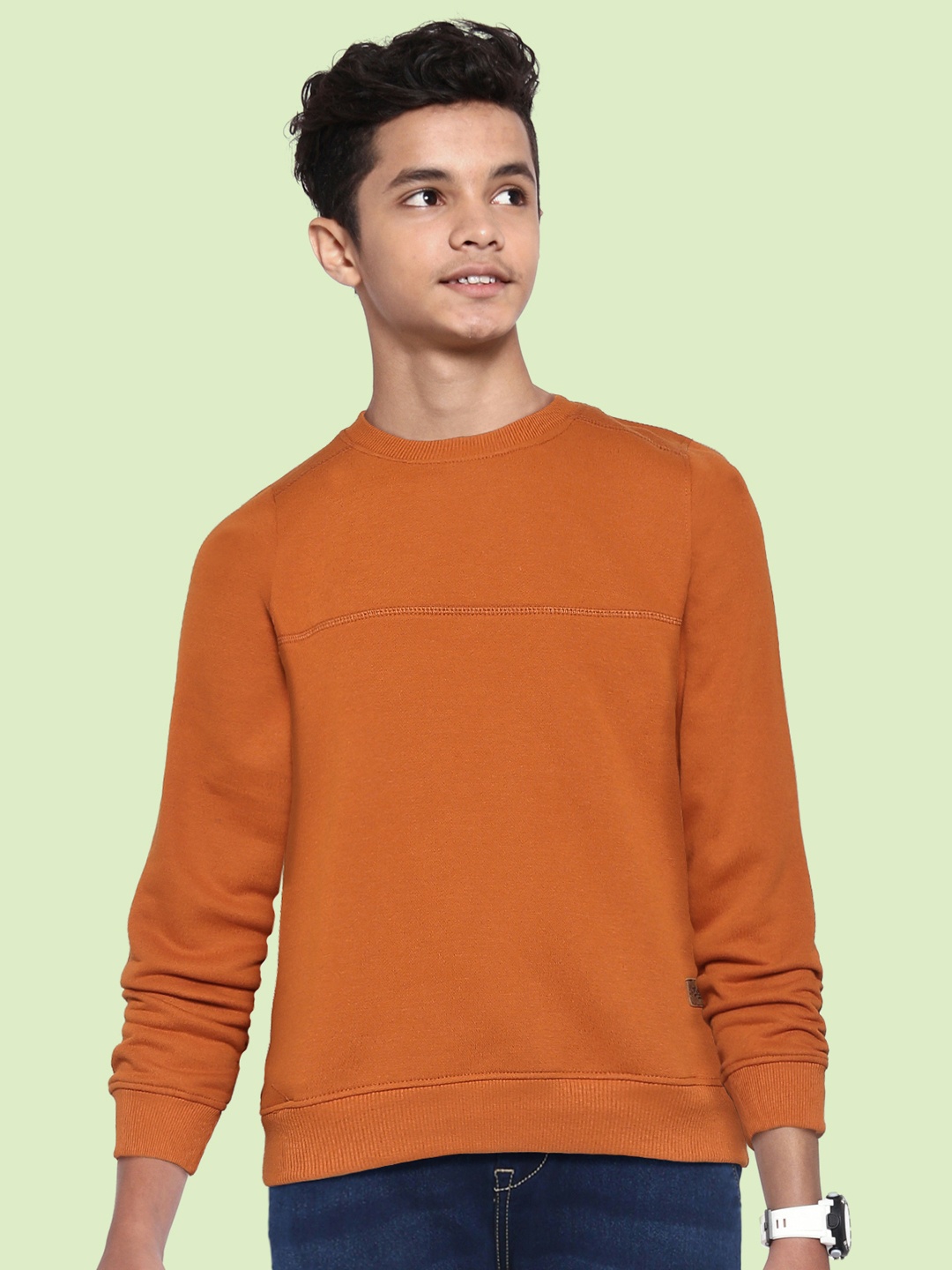 

UTH by Roadster Boys Rust Orange Solid Sweatshirt