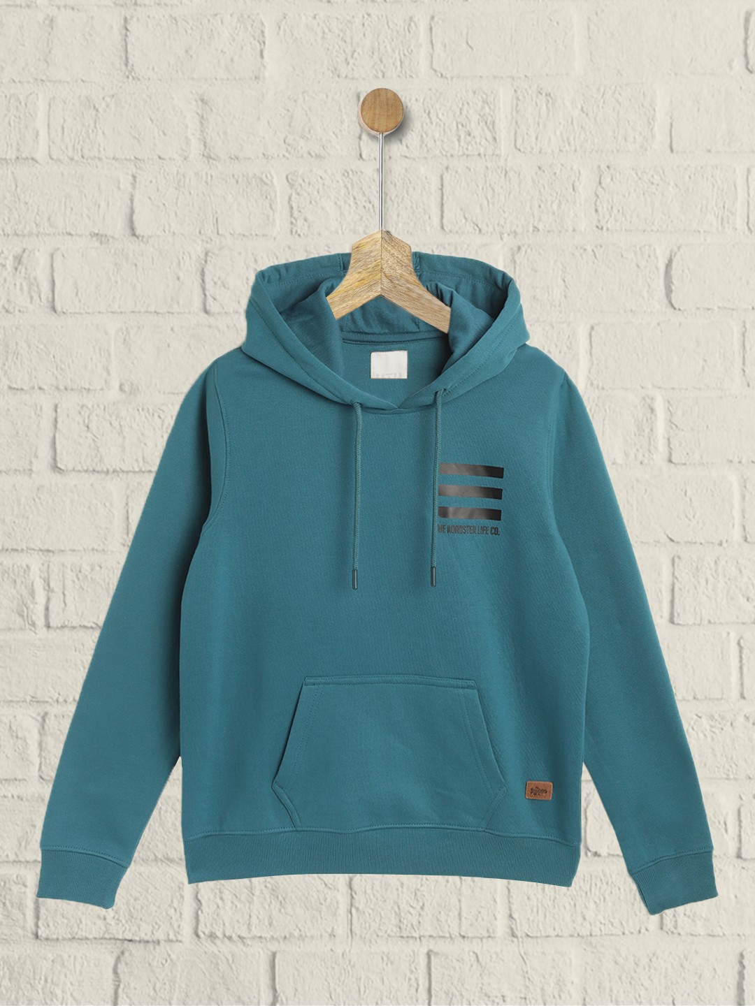 

UTH by Roadster Boys Teal Blue Solid Hooded Sweatshirt