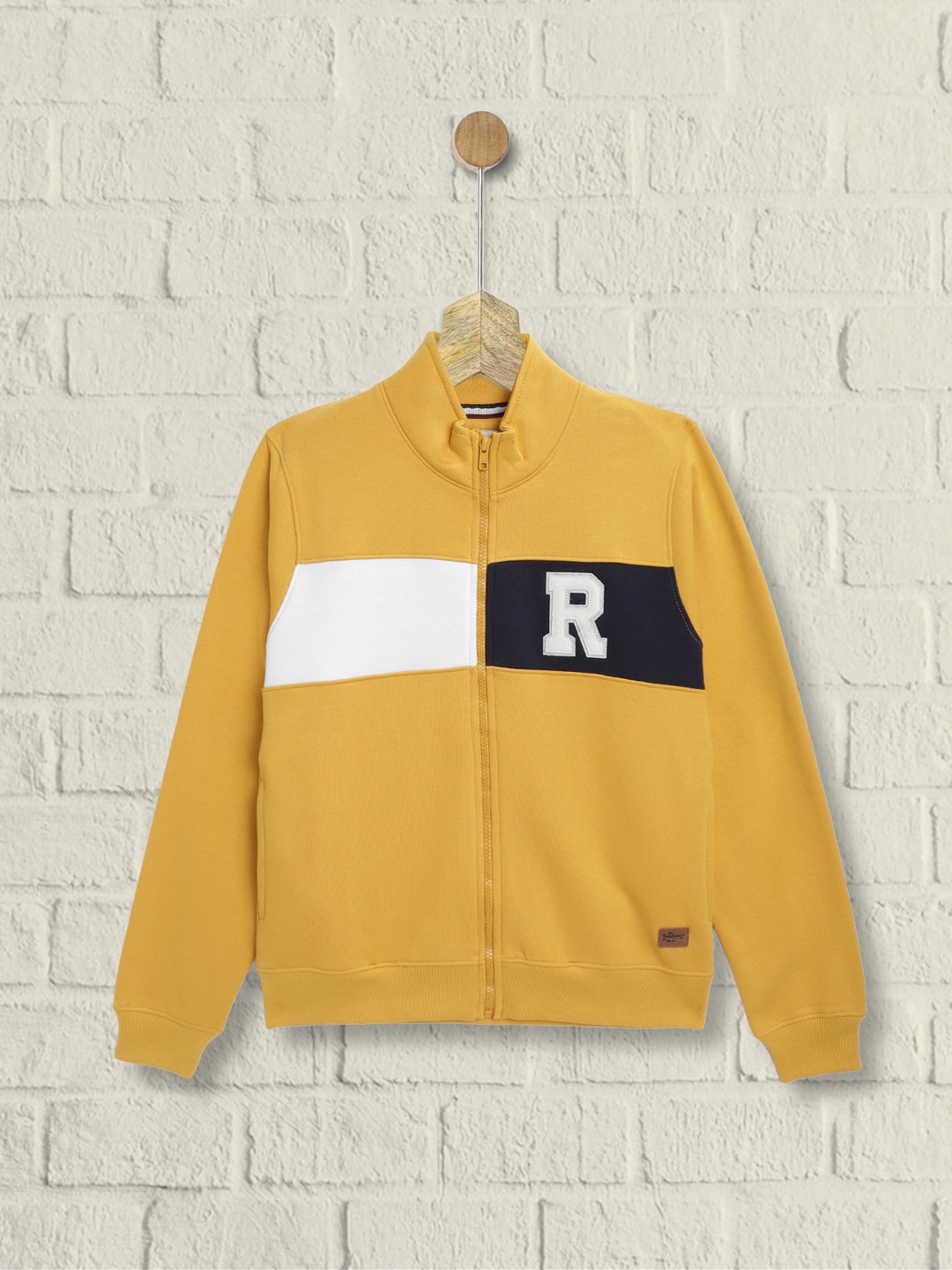 

UTH by Roadster Boys Mustard Yellow & White Colourblocked Sweatshirt