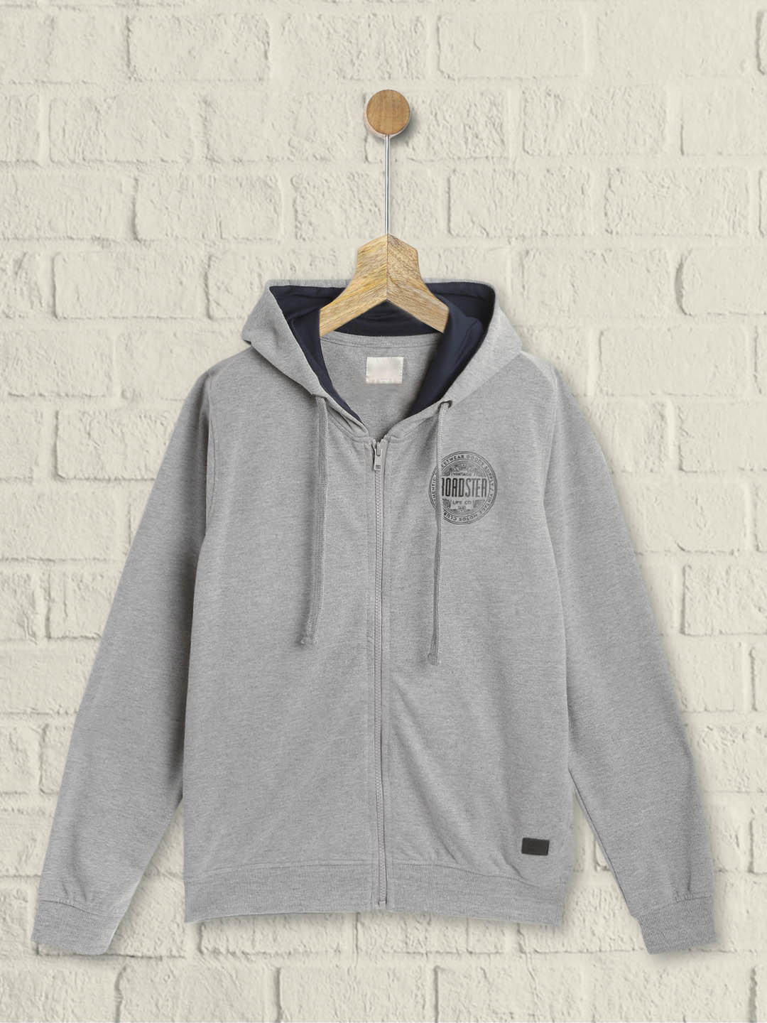 

UTH by Roadster Boys Grey Melange Solid Hooded Sweatshirt