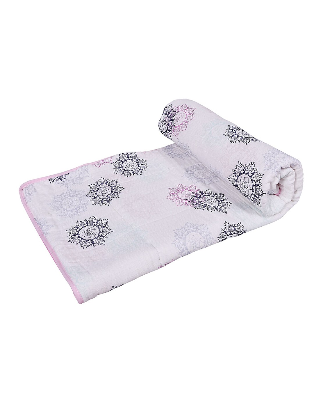 

Moms Home Unisex Kids Pink Floral Sustainable Quilt, White