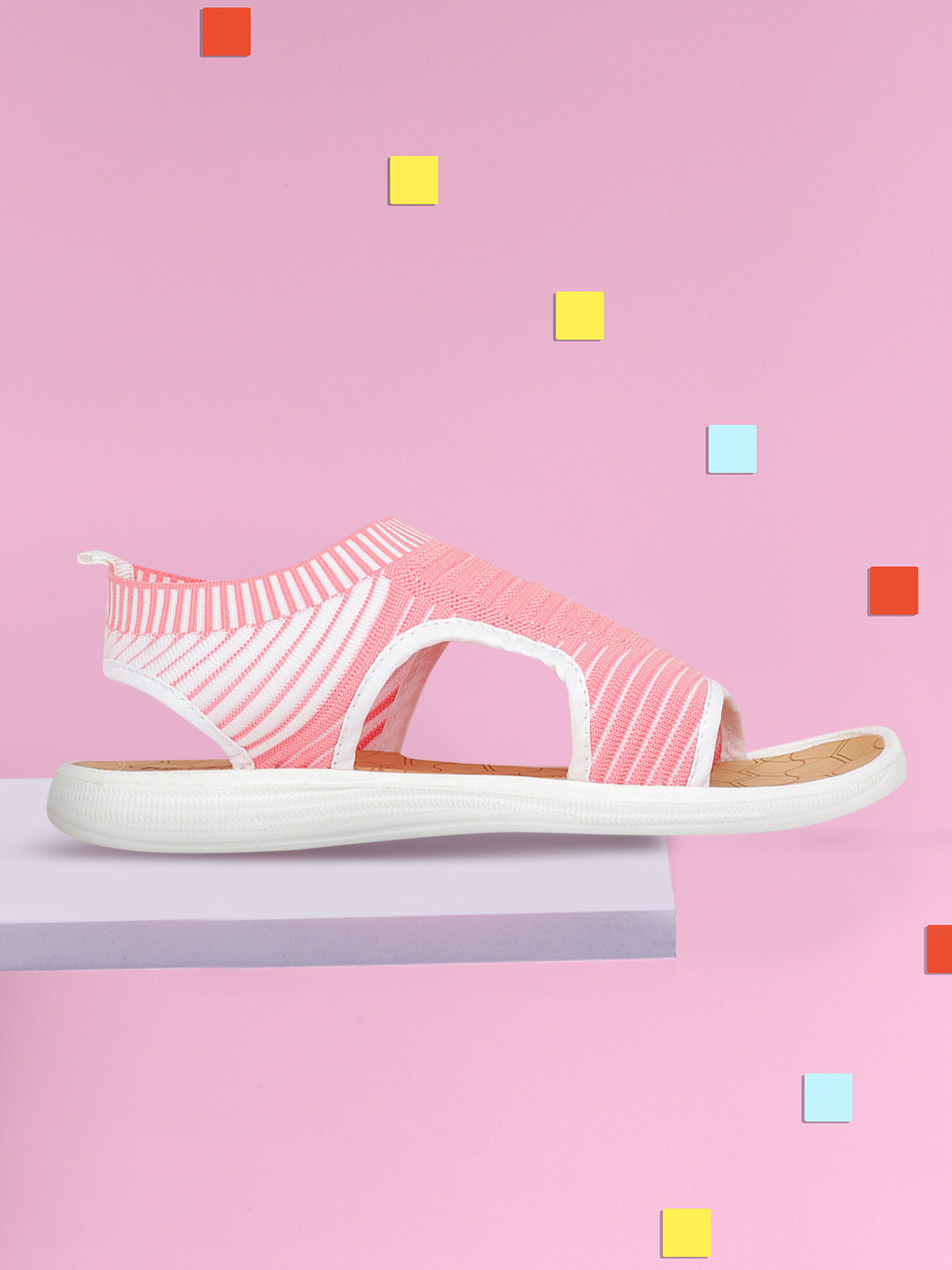 

DressBerry Women Pink & White Self-Striped Sports Sandals