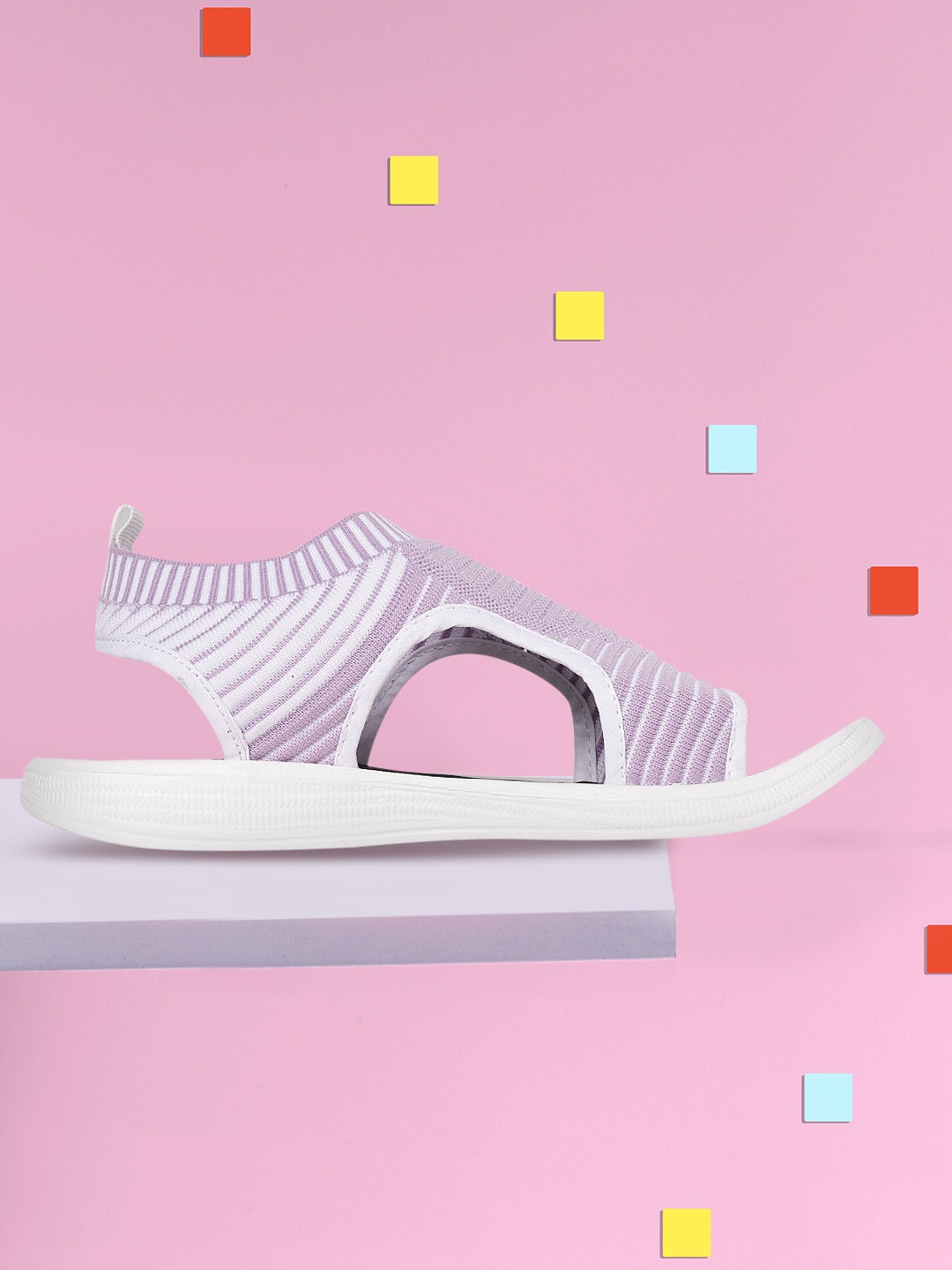 

DressBerry Women Lavender & White Woven Design Sports Sandals