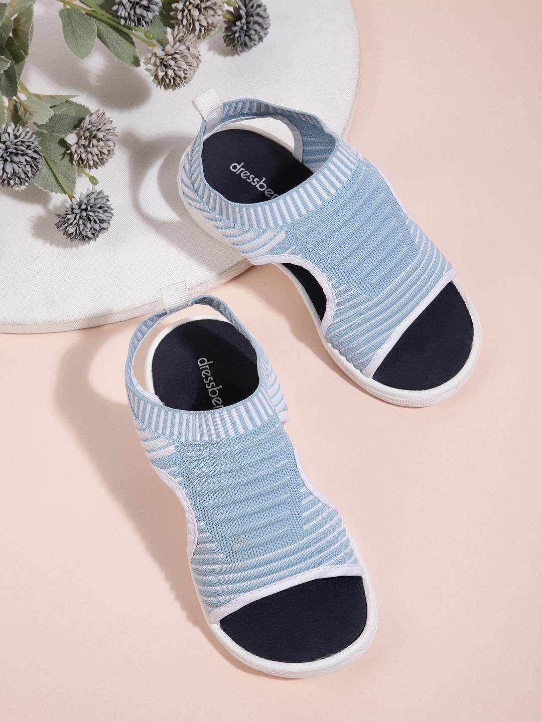 

DressBerry Women Blue & White Striped Sports Sandals