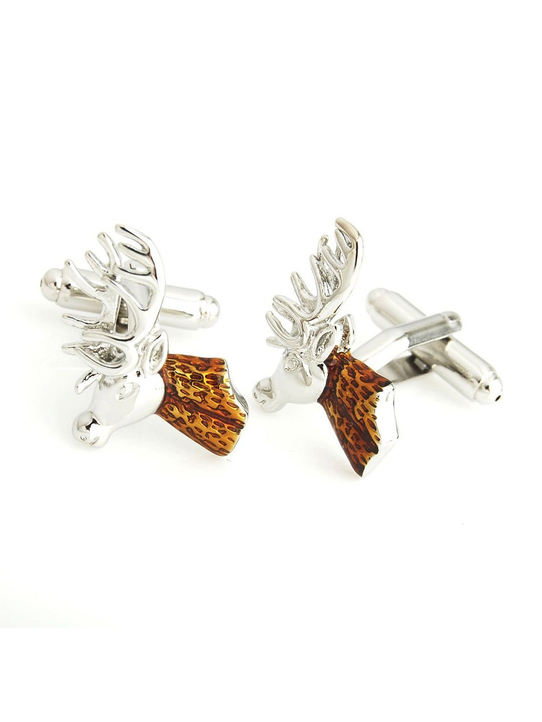 

PELUCHE Men Silver & Brown Stag Cufflinks