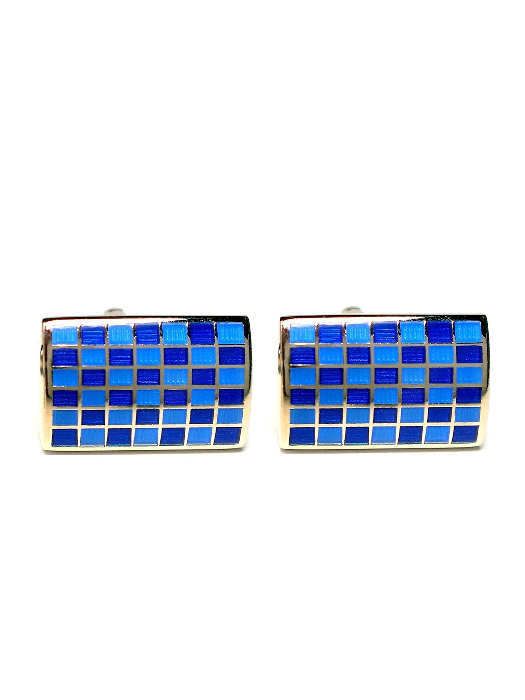 

PELUCHE Blue & Silver-Toned Enamelled Rectangle Cufflink