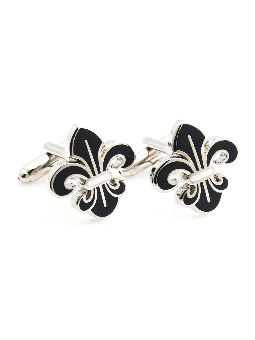 

PELUCHE Men Silver-Toned & Black Floral Cufflink