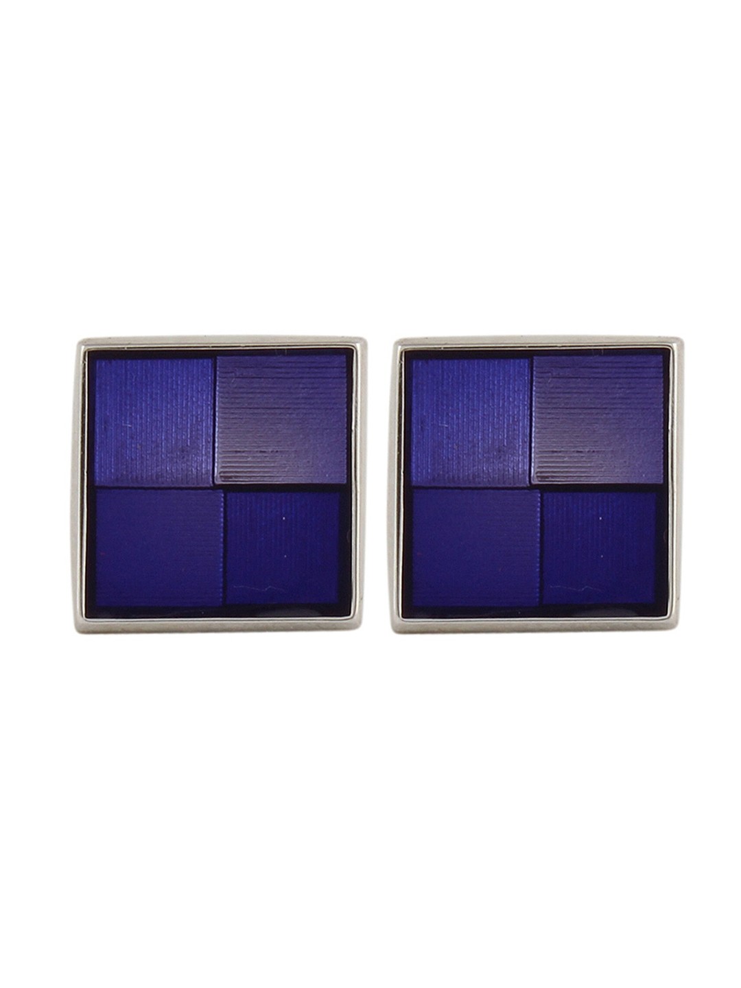 

PELUCHE Silver-Toned & Blue Metal Play Resin Art Cufflink