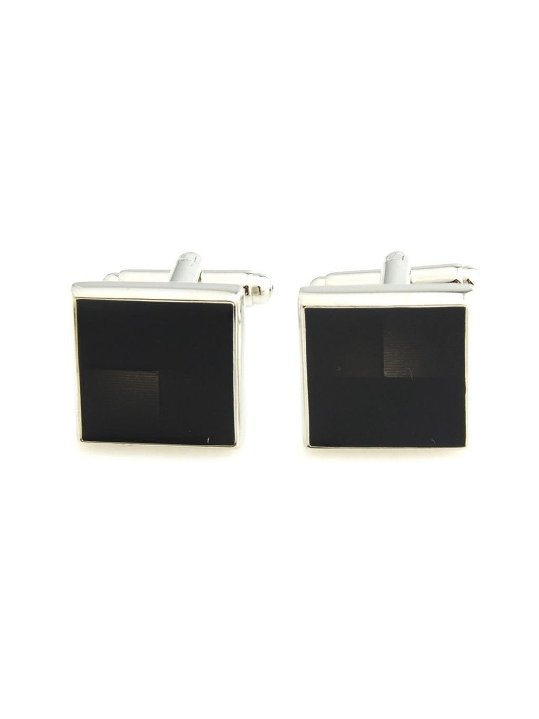 

PELUCHE Black & Silver-Toned Cufflink