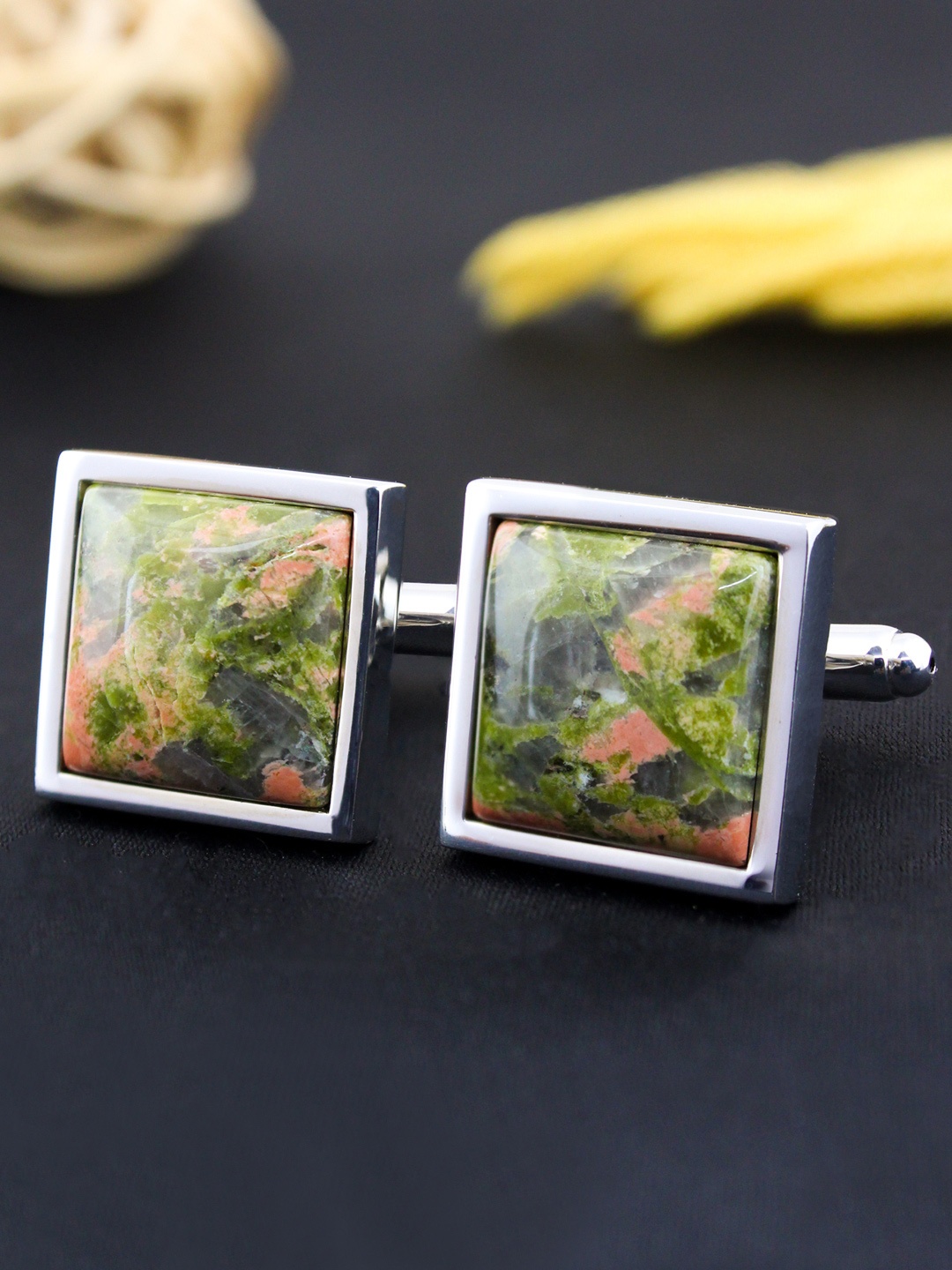 

PELUCHE Orange & Green Square Cufflink