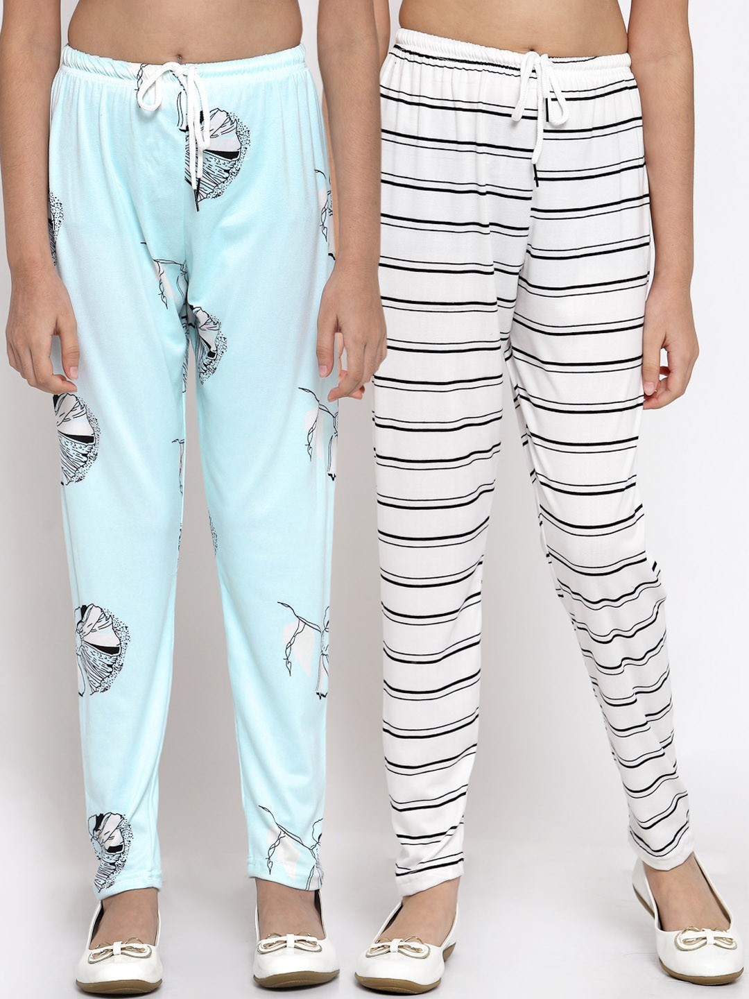 

Klotthe Kids Girls Pack of 2 Multicolor Ankle Length Trousers, Multi