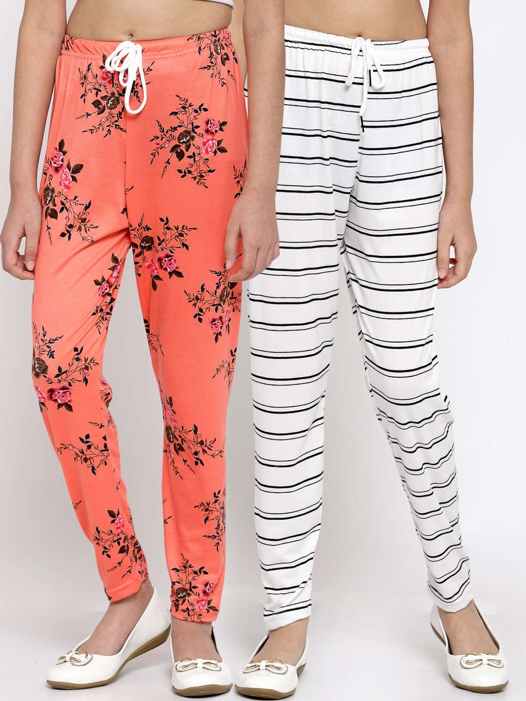 

Klotthe Kids Girls Pack of 2 Ankle Length Leggings, Orange