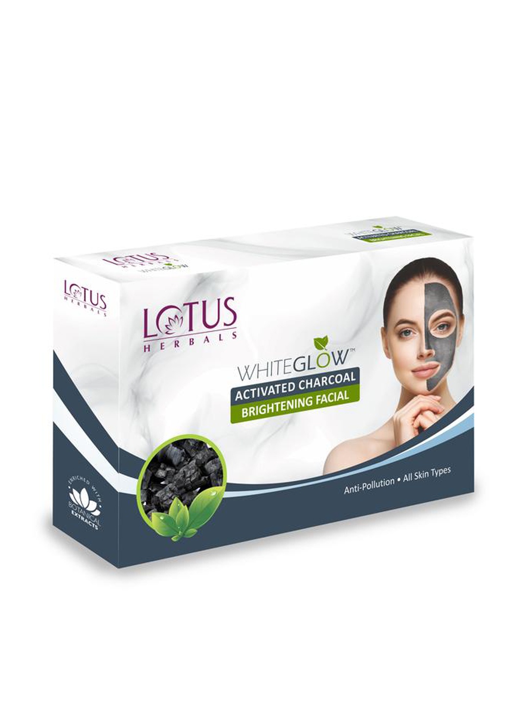 

Lotus Herbals WhiteGlow 4 In 1 Activated Charcoal Brightening Facial Kit, White