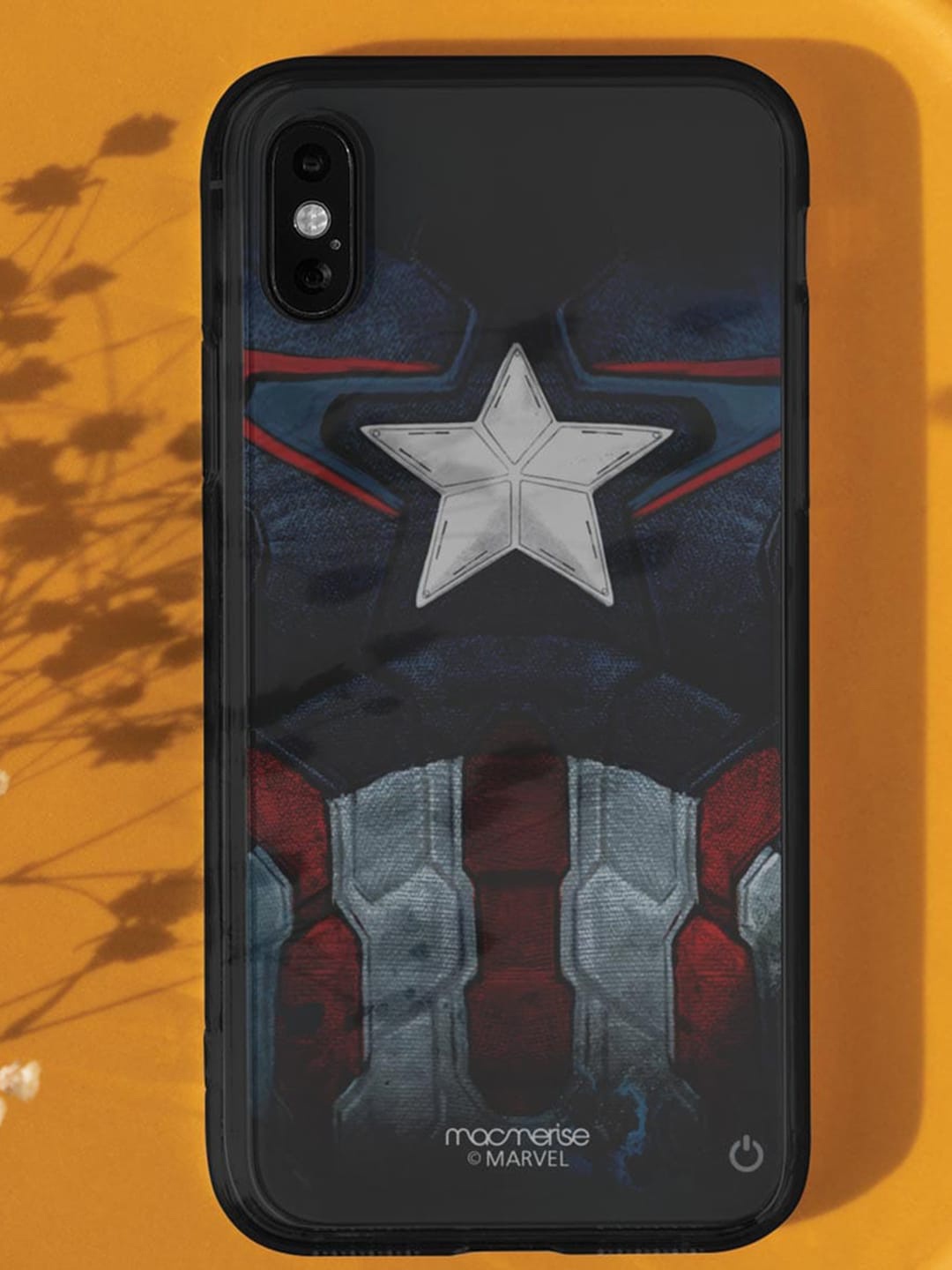 

macmerise Black & Blue Captain America Printed LED iPhone X Phone Back Case