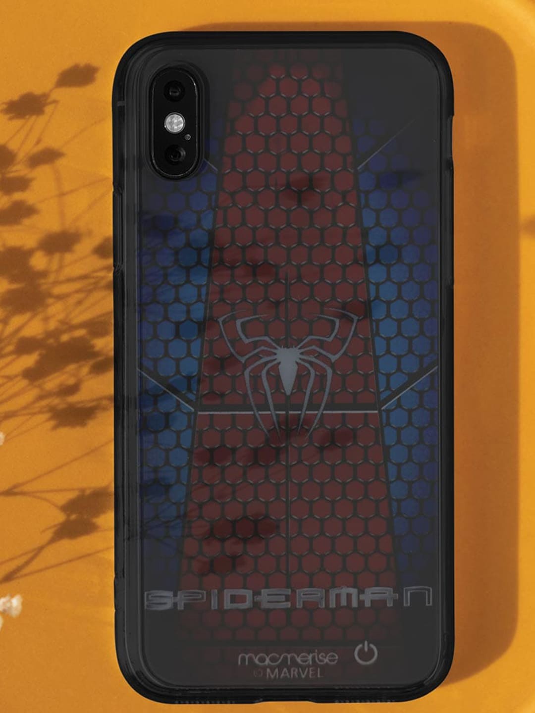 

macmerise Red & Blue Spider Web Lumous Led Silhouette Wonder Woman iPhone X Back Case