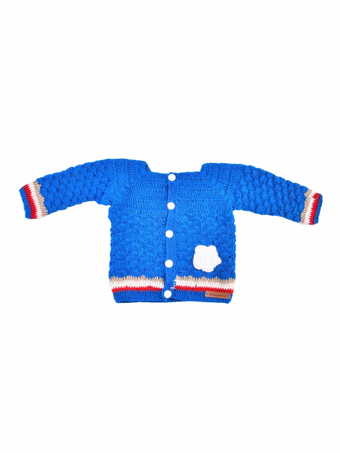 

The Original Knit Kids Blue & White Cable Knit Handmade Cardigan