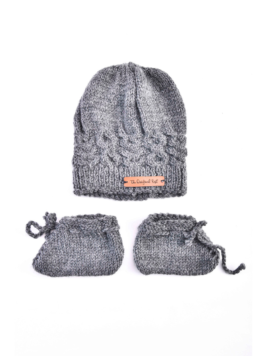 

The Original Knit Unisex Kids Grey Melange Beanie With Socks Set